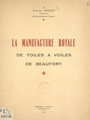 cover image of La manufacture royale de toiles à voiles de Beaufort